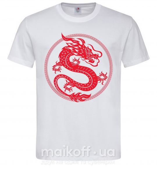 Мужская футболка Дракон в круге Белый фото