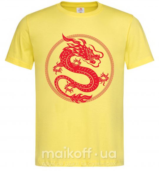 Мужская футболка Дракон в круге Лимонный фото