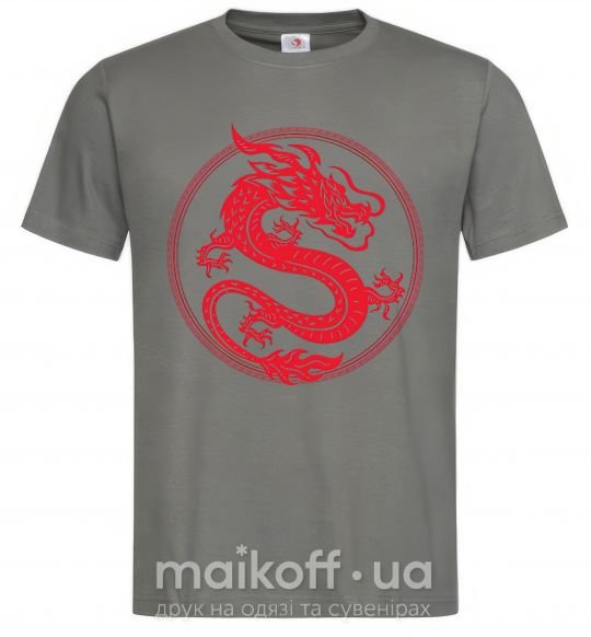 Мужская футболка Дракон в круге Графит фото
