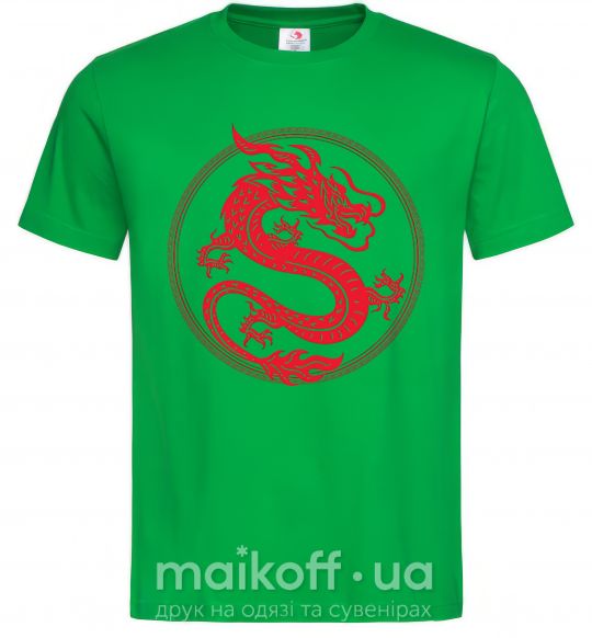 Мужская футболка Дракон в круге Зеленый фото