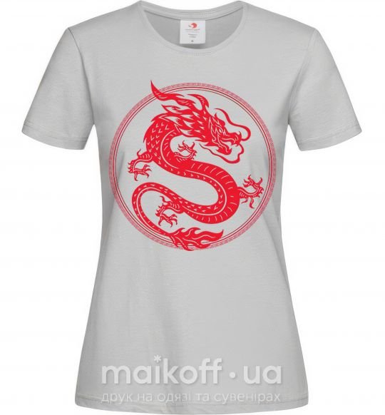 Жіноча футболка Дракон в круге Сірий фото