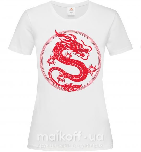 Женская футболка Дракон в круге Белый фото
