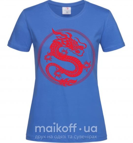 Женская футболка Дракон в круге Ярко-синий фото