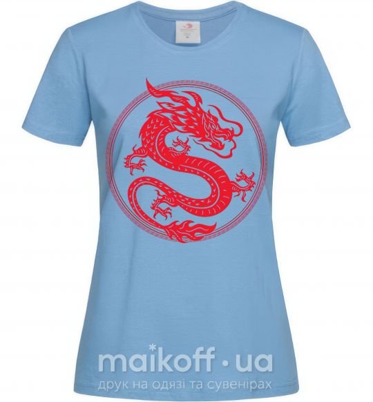 Женская футболка Дракон в круге Голубой фото