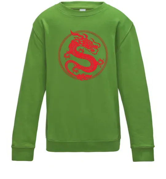 Дитячий світшот Дракон в колі Лаймовий фото