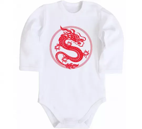 Детский боди Дракон в колі Белый фото