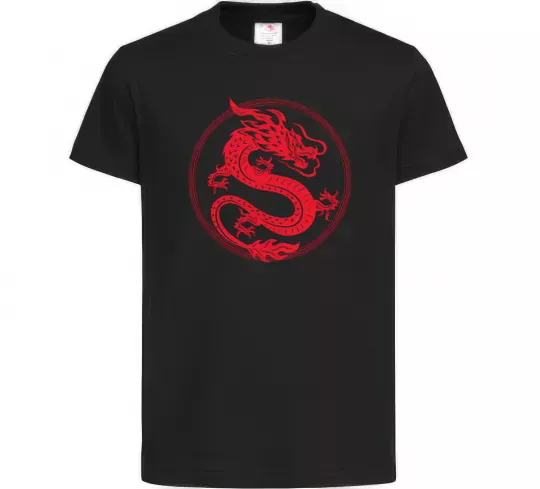 Детская футболка Дракон в колі Черный фото