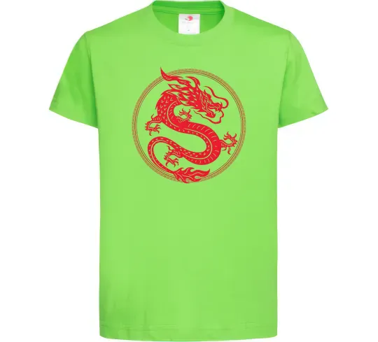Детская футболка Дракон в колі Лаймовый фото