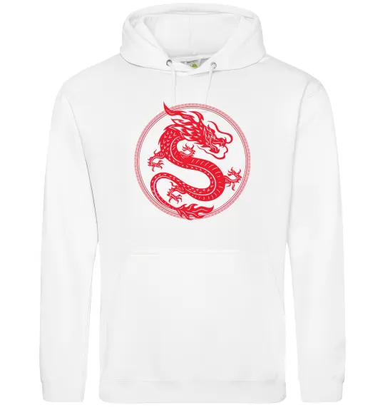Чоловіча толстовка (худі) Дракон в колі Білий фото