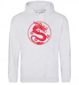 Мужская толстовка (худи) Мультяшний дракон Серый меланж фото