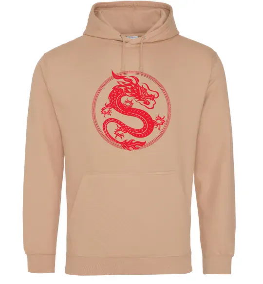 Чоловіча толстовка (худі) Дракон в колі Пісочний фото