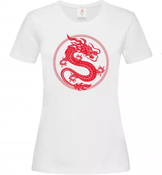 Женская футболка Дракон в колі Белый фото