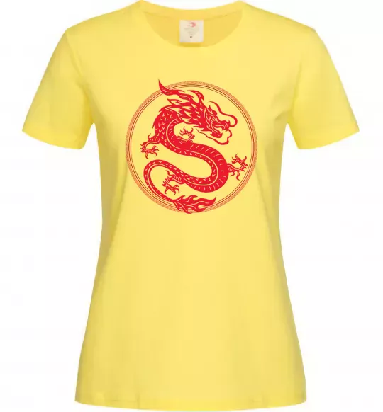 Женская футболка Дракон в колі Лимонный фото