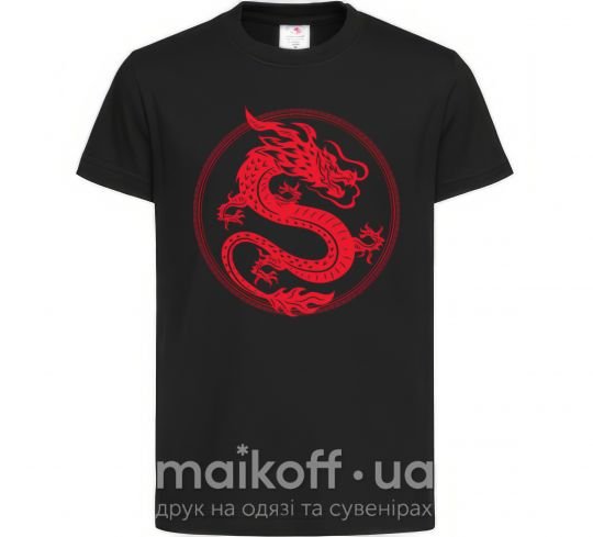 Детская футболка Дракон в круге Черный фото