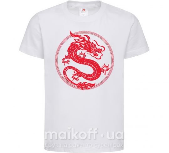 Детская футболка Дракон в круге Белый фото