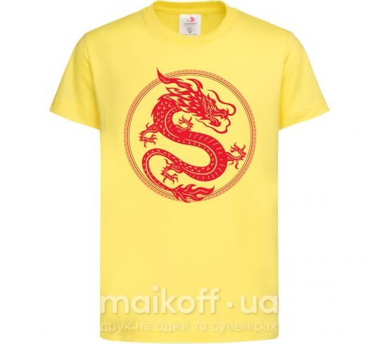 Дитяча футболка Дракон в круге Лимонний фото