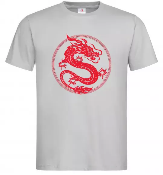 Мужская футболка Дракон в колі Серый фото