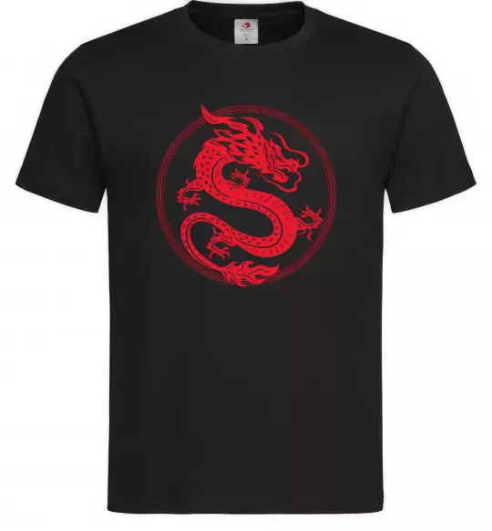 Мужская футболка Дракон в колі Черный фото