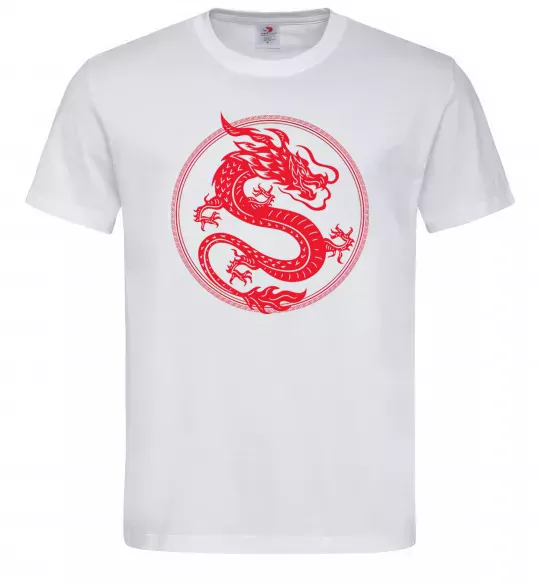 Мужская футболка Дракон в колі Белый фото