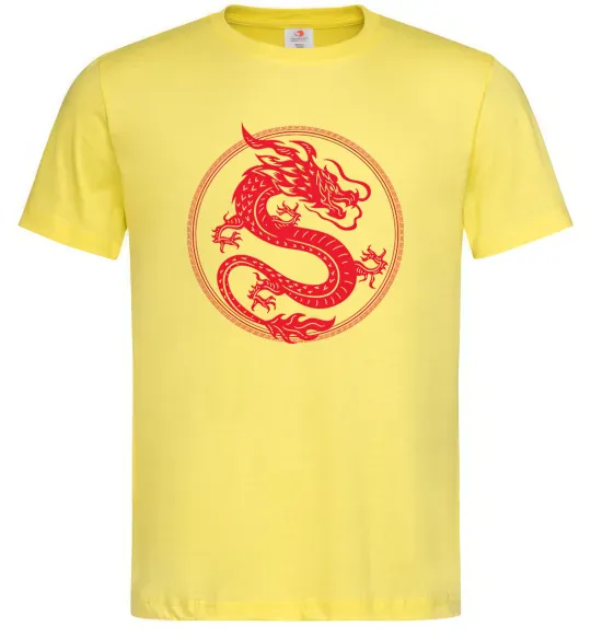 Мужская футболка Дракон в колі Лимонный фото