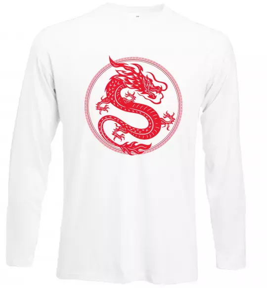 Лонгслів Дракон в колі Білий фото