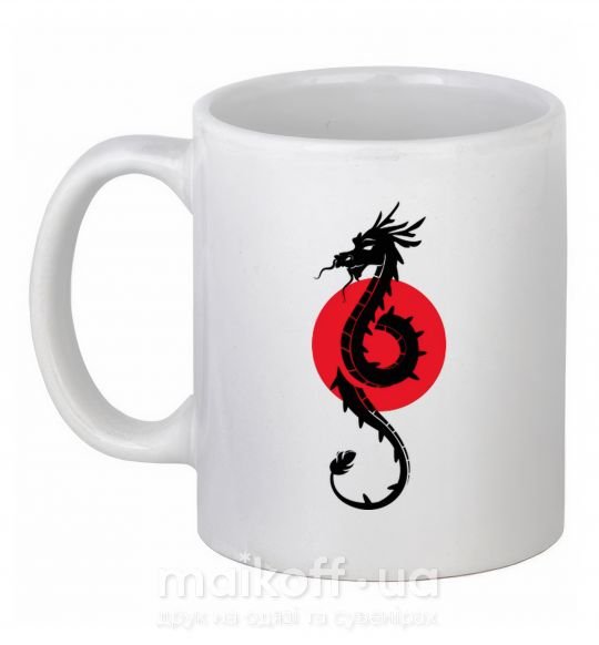 Чашка керамическая Дракон в красном круге Белый фото
