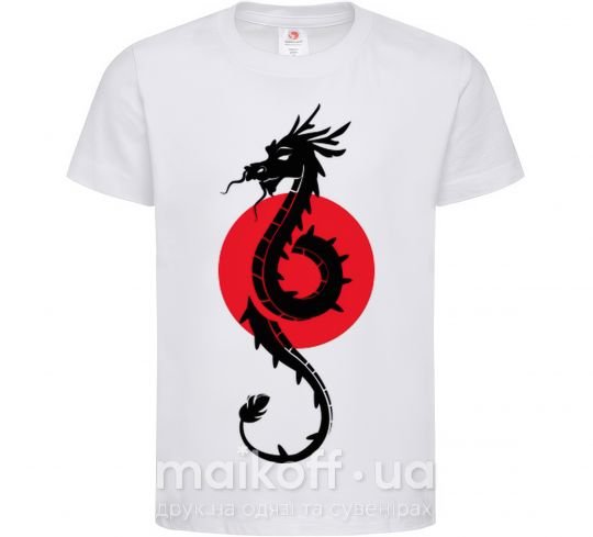 Дитяча футболка Дракон в красном круге Білий фото