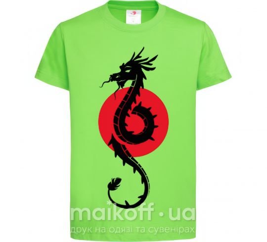 Детская футболка Дракон в красном круге Лаймовый фото