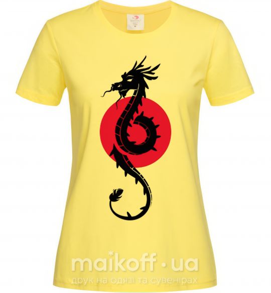 Женская футболка Дракон в красном круге Лимонный фото