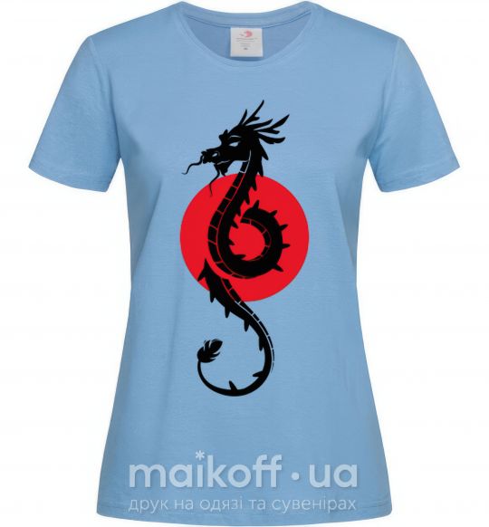 Женская футболка Дракон в красном круге Голубой фото