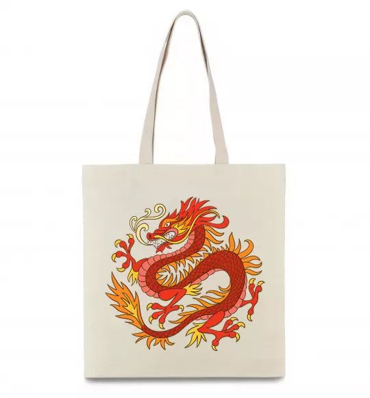 Эко-сумка Дракон полум'я Бежевый фото