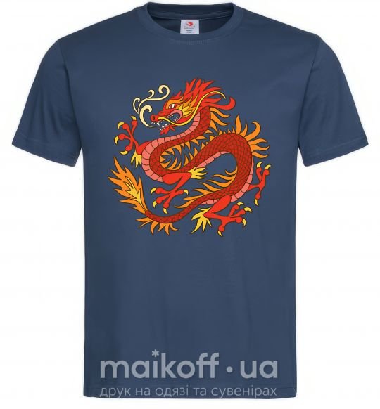 Мужская футболка Дракон пламя Темно-синий фото