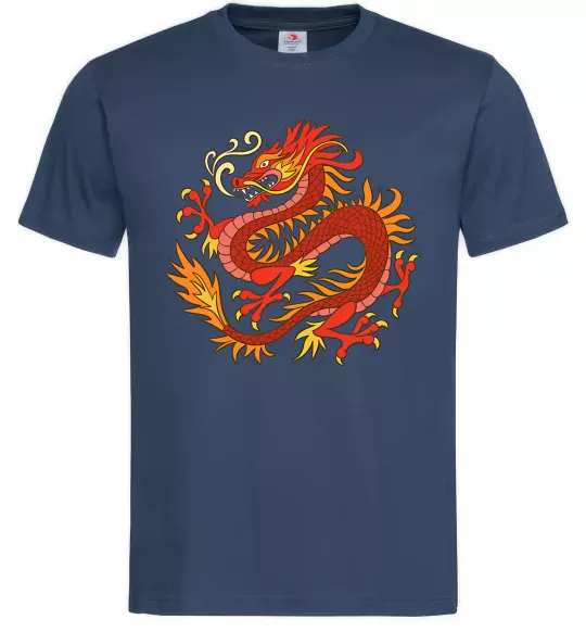 Мужская футболка Дракон полум'я Темно-синий фото
