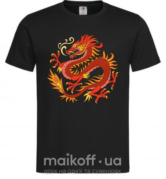 Мужская футболка Дракон пламя Черный фото