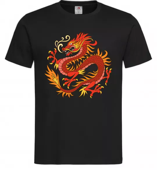 Мужская футболка Дракон полум'я Черный фото