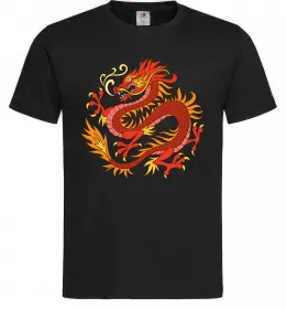 Мужская футболка Дракон полум'я Черный фото