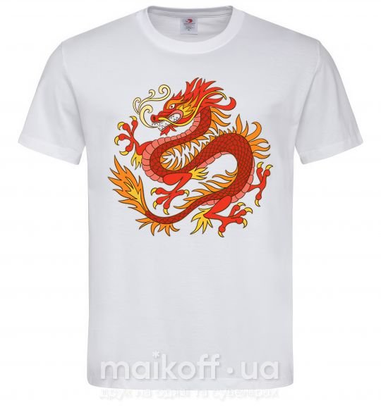 Чоловіча футболка Дракон пламя Білий фото