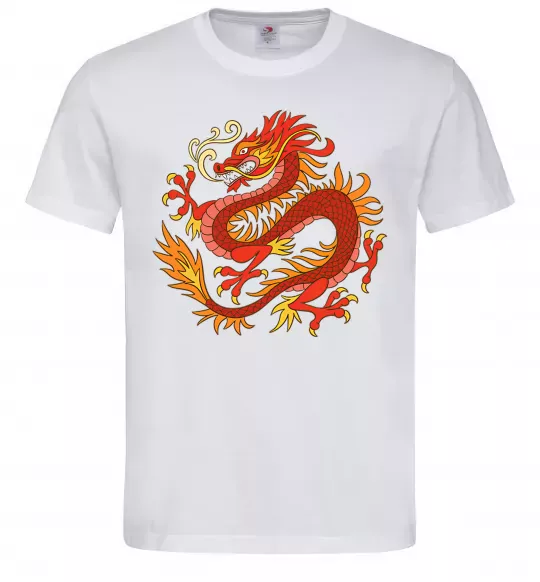 Мужская футболка Дракон полум'я Белый фото