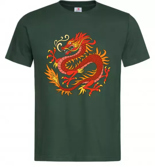 Мужская футболка Дракон полум'я Темно-зеленый фото