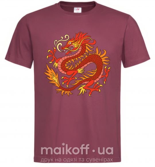 Мужская футболка Дракон пламя Бордовый фото