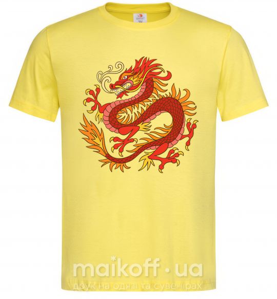 Мужская футболка Дракон пламя Лимонный фото