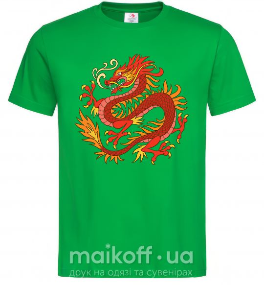 Мужская футболка Дракон пламя Зеленый фото