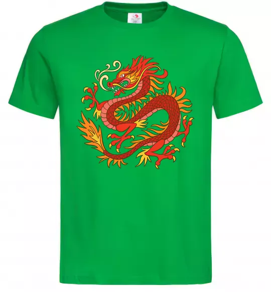 Мужская футболка Дракон полум'я Зеленый фото