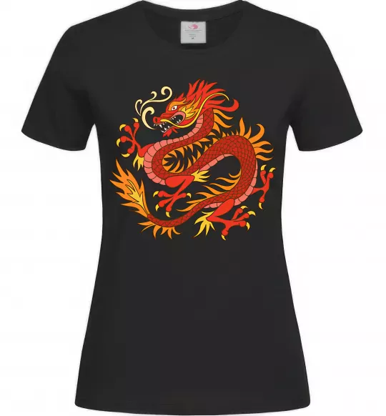 Жіноча футболка Дракон полум'я Чорний фото