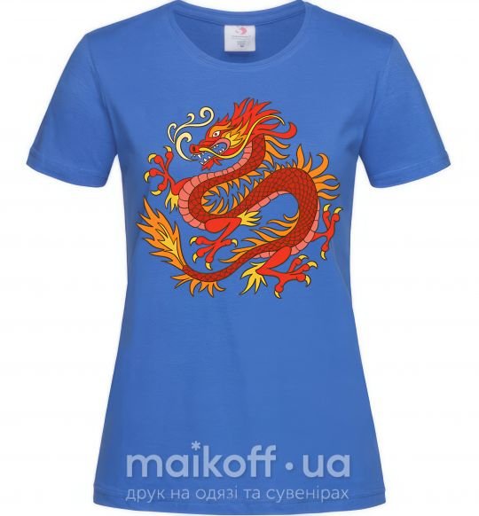 Женская футболка Дракон пламя Ярко-синий фото