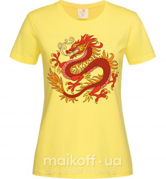 Жіноча футболка Дракон пламя Лимонний фото