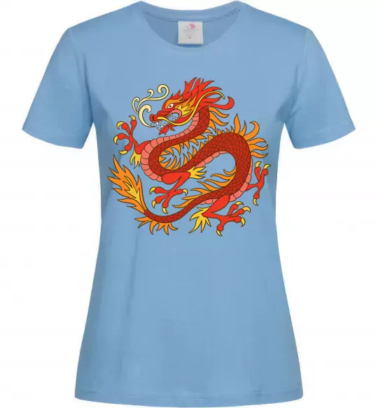 Жіноча футболка Дракон полум'я Блакитний фото