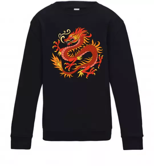Детский Свитшот Дракон полум'я Черный фото
