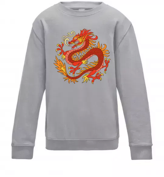 Детский Свитшот Дракон полум'я Серый меланж фото
