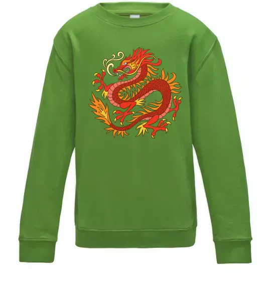 Детский Свитшот Дракон полум'я Лаймовый фото